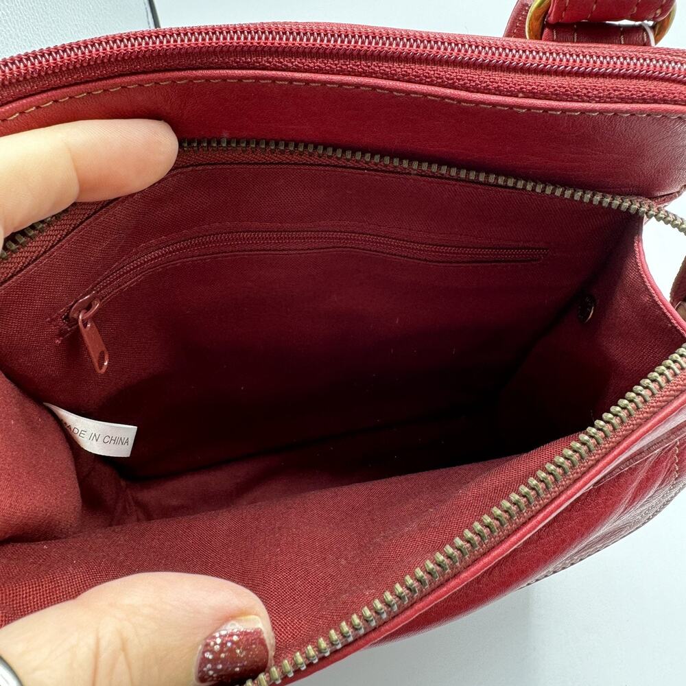 Vintage Fossil Y2K Red Leather Crossbody Bag Everyday Organizer NEW - Picture 7 of 10